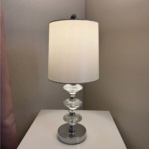 Crystal Accent Table Lamp with White Linen Shade